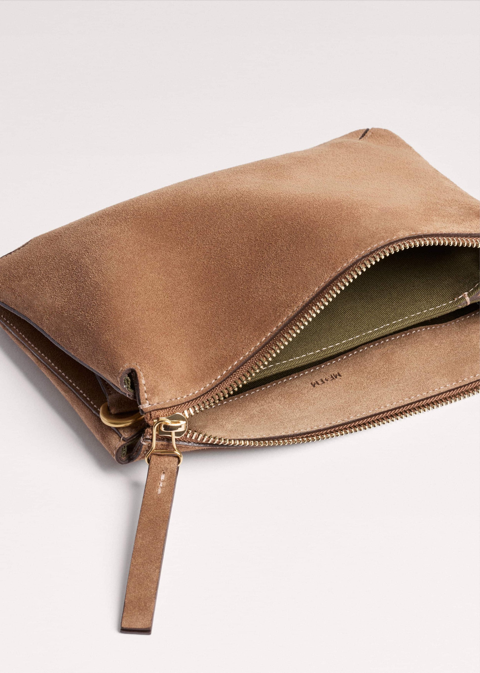 Brown Suede Double Pouch Crossbody Bag
