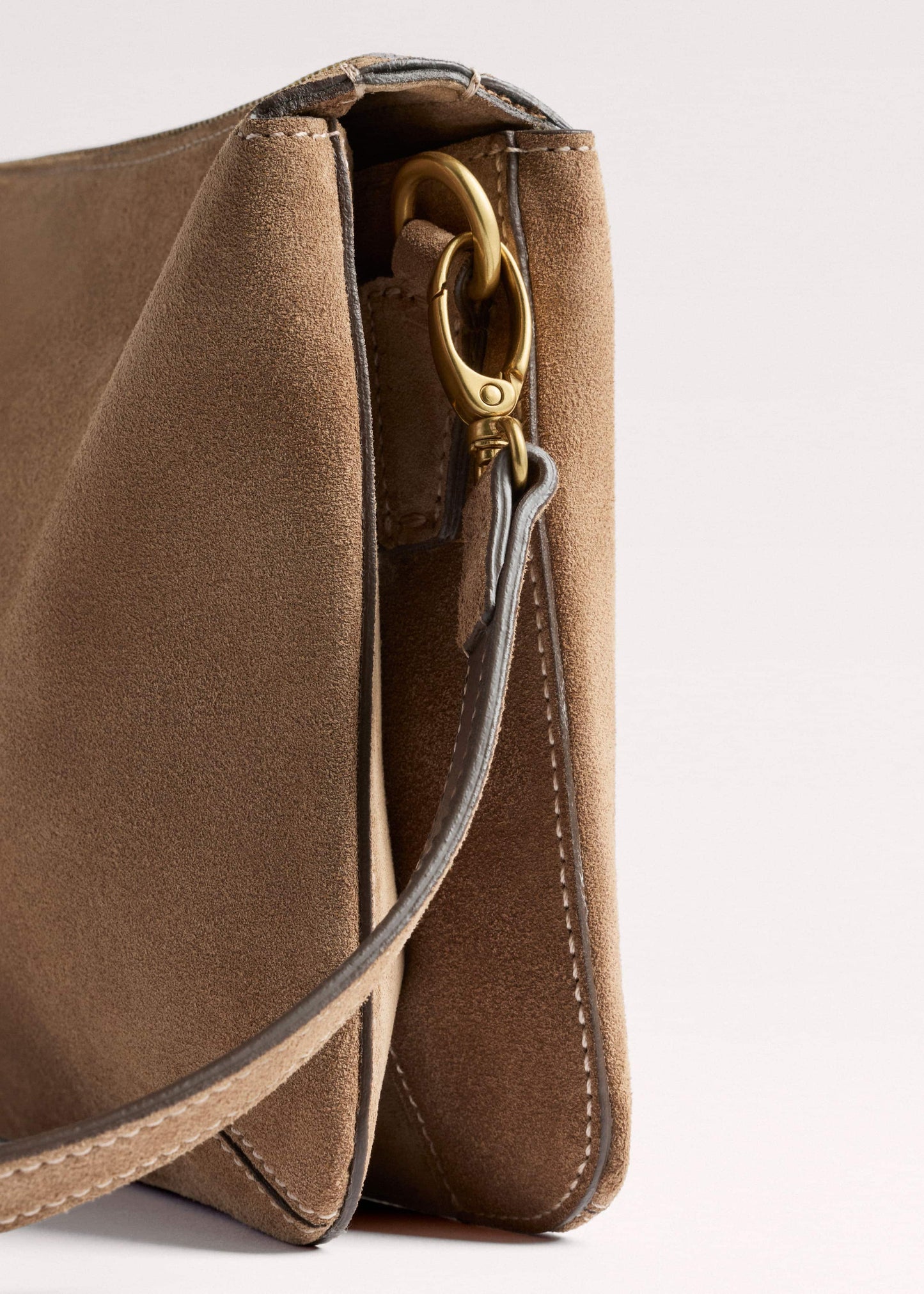 Brown Suede Double Pouch Crossbody Bag
