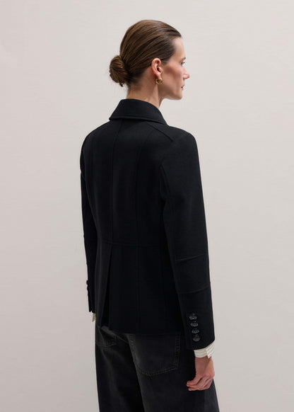 Black Longline Fitted Military Jacket