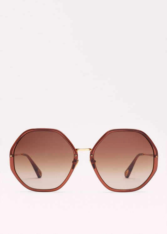 Cinnamon Hetagonal Frame Sunglasses