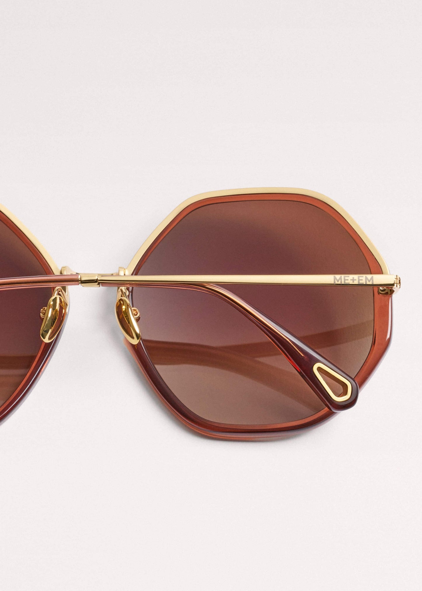 Cinnamon Hetagonal Frame Sunglasses