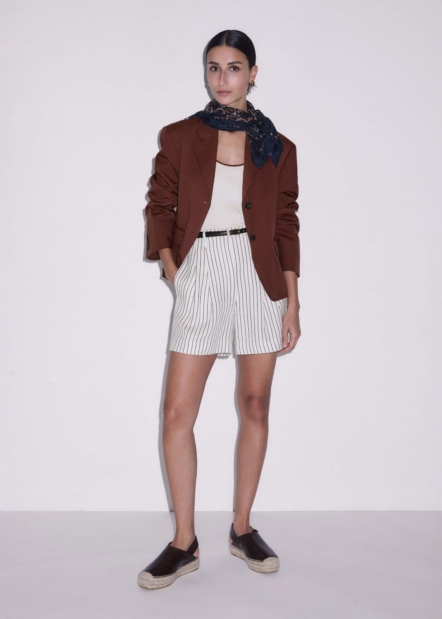 Brown Leather Slingback Espadrille