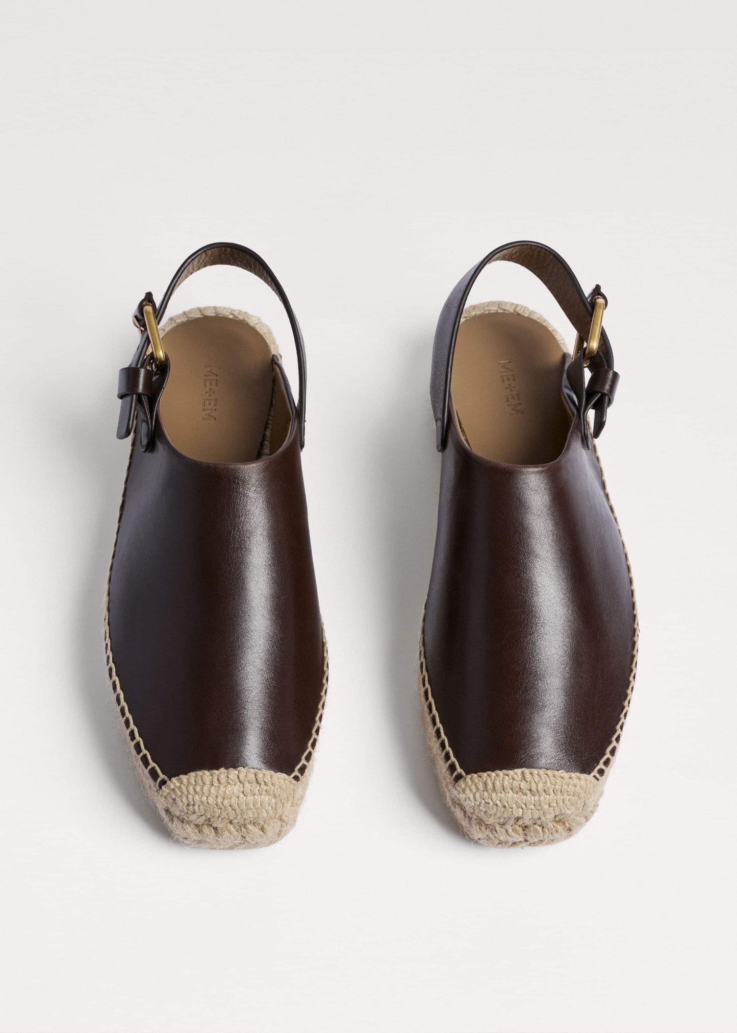 Brown Leather Slingback Espadrille