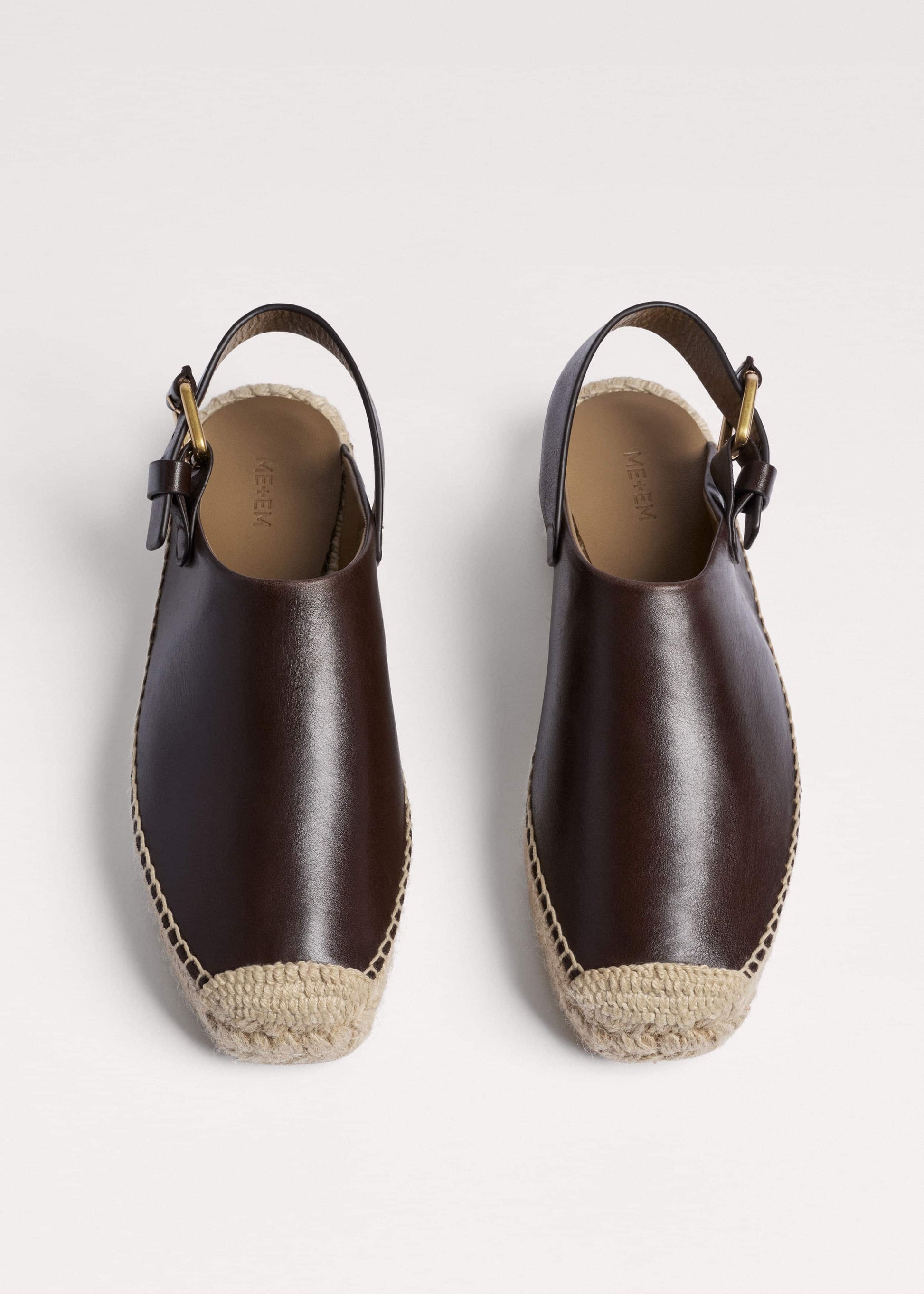 Brown Leather Slingback Espadrille
