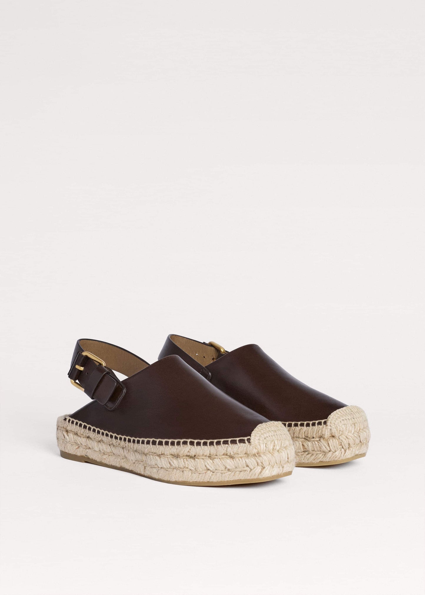 Brown Leather Slingback Espadrille