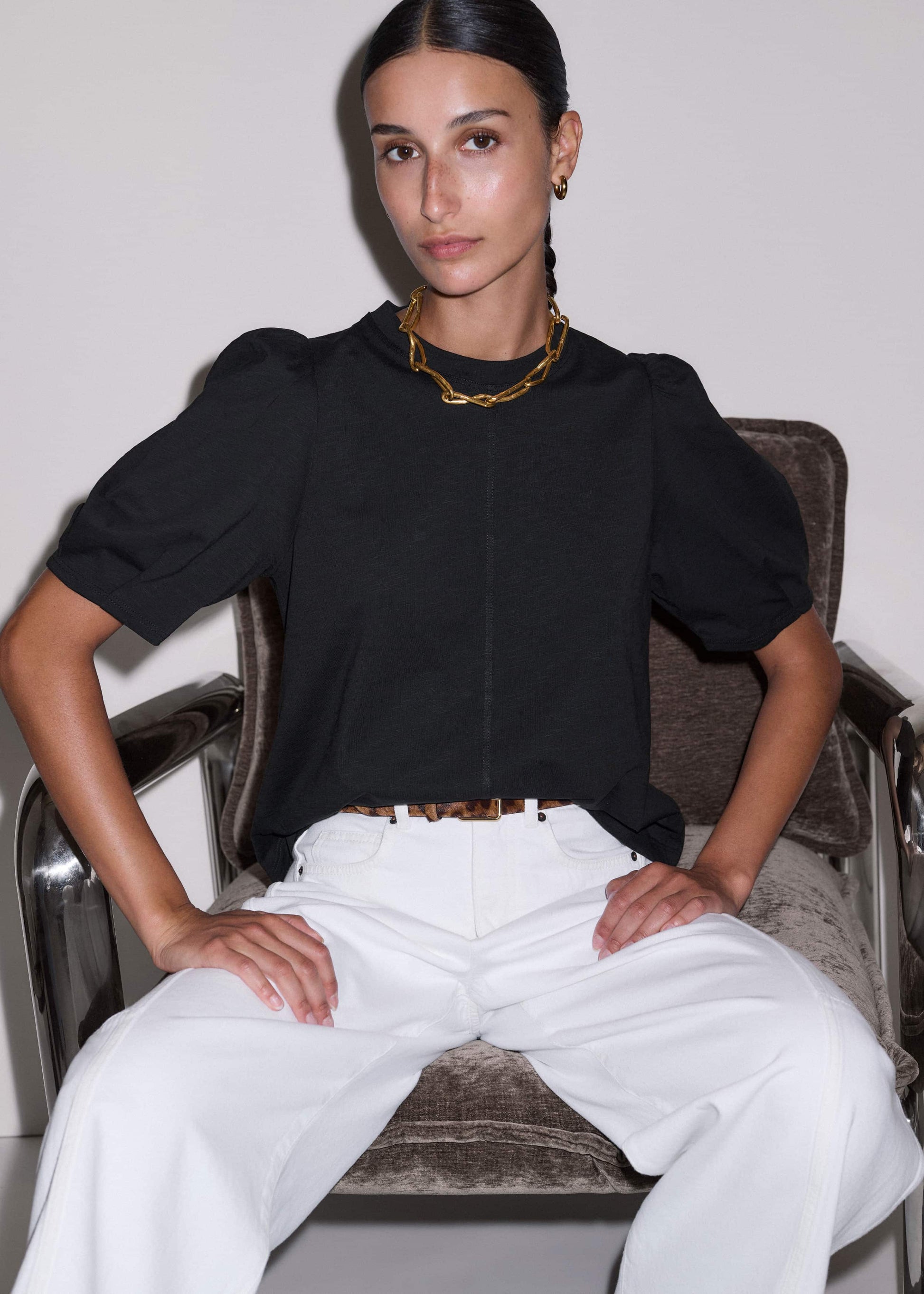 Black Feminine Swing Top