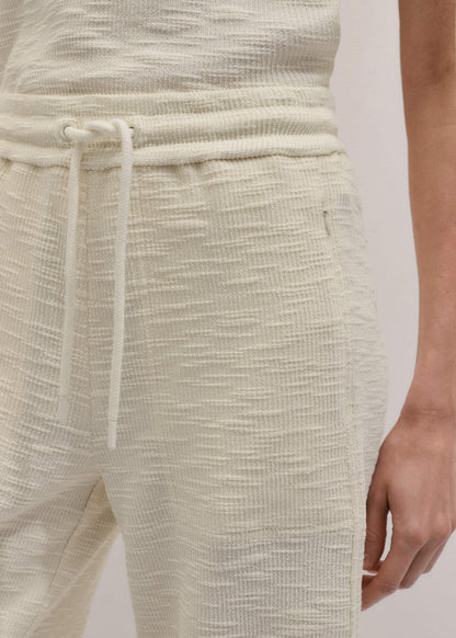 Cream Wide-Leg Track Pant