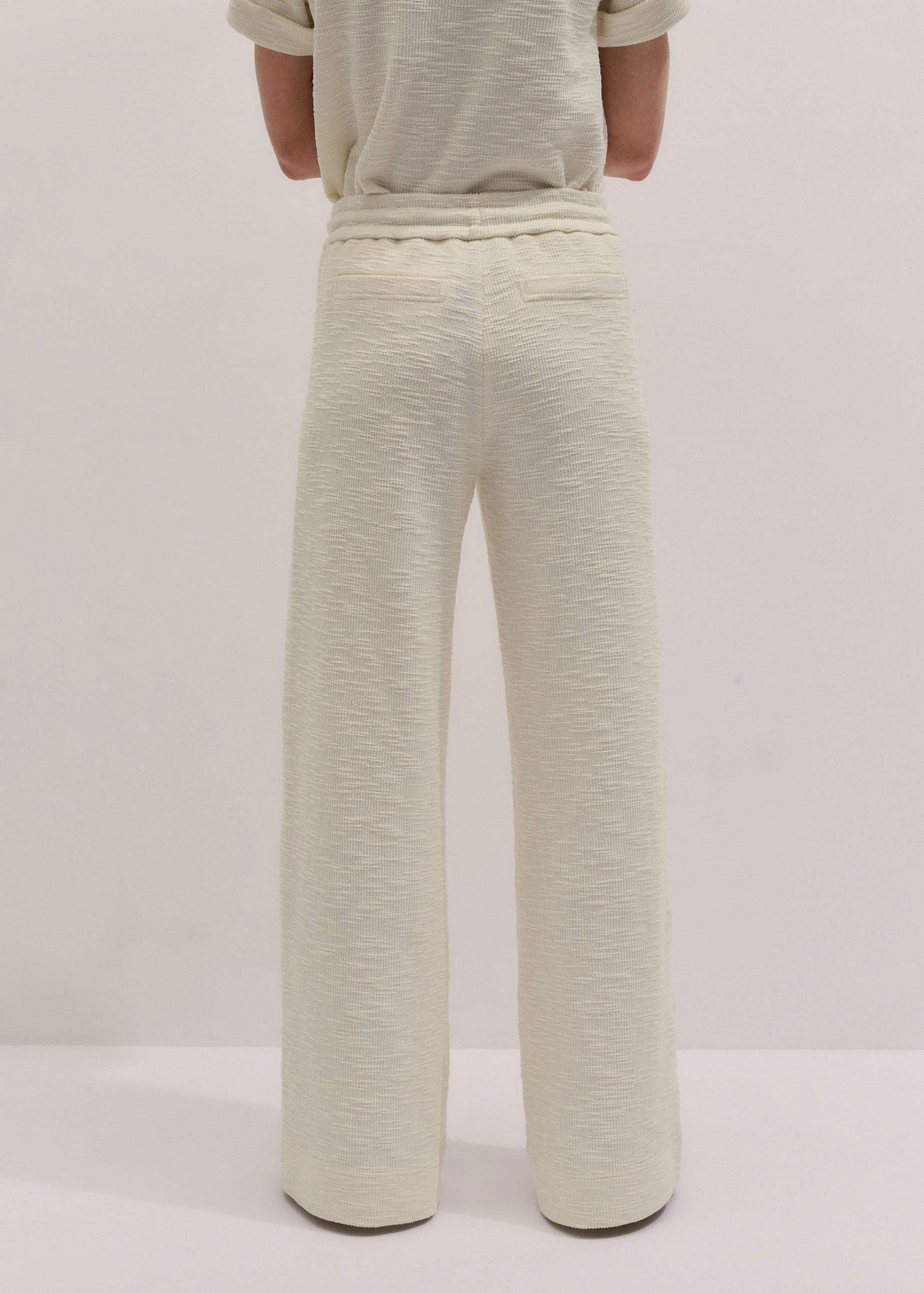 Cream Wide-Leg Track Pant