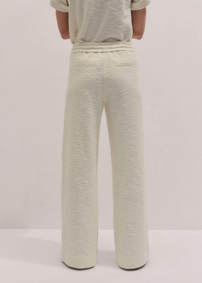 Cream Wide-Leg Track Pant