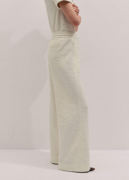 Cream Wide-Leg Track Pant