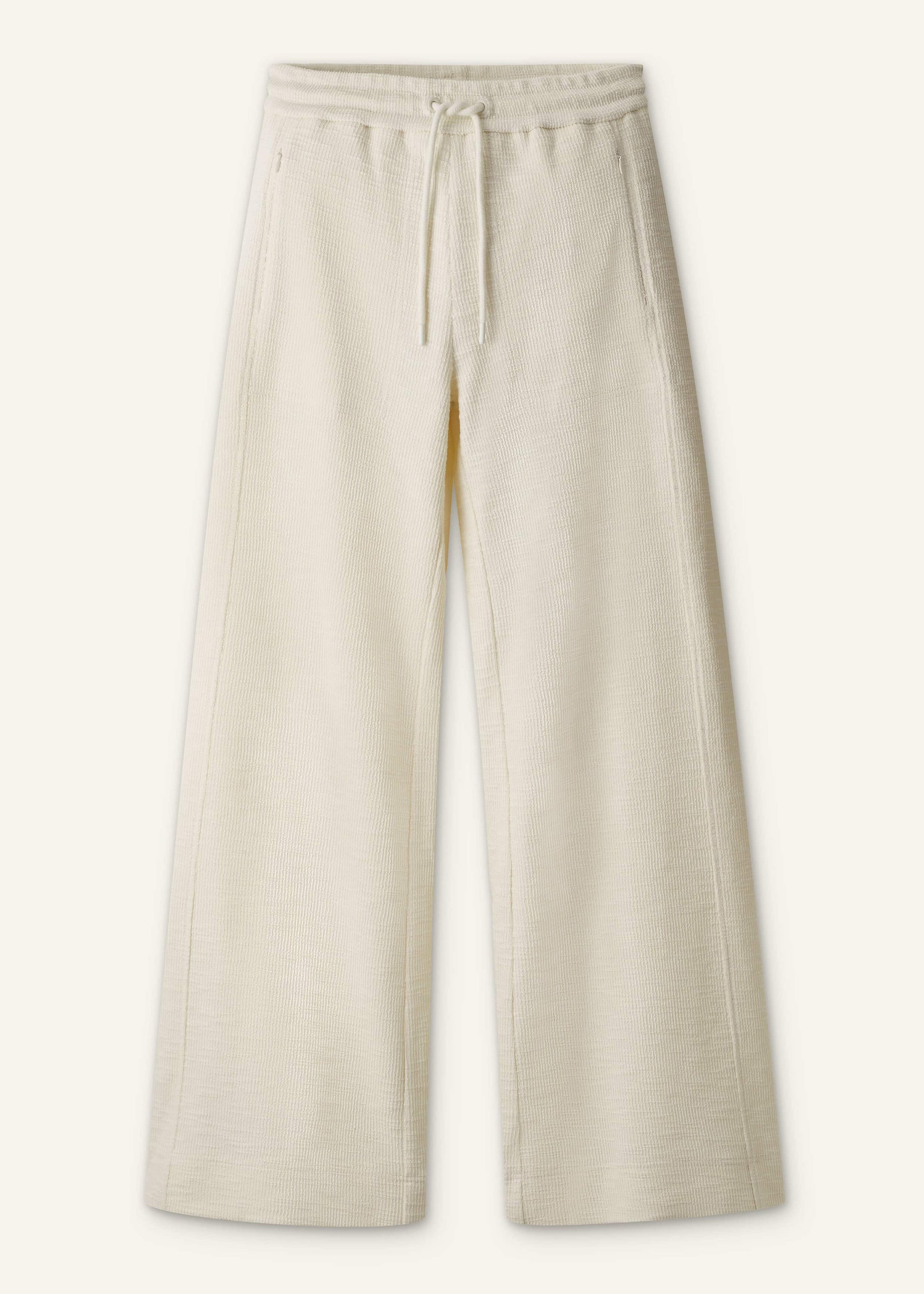 Cream Wide-Leg Track Pant