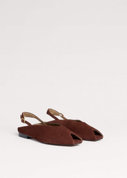 Cinnamon Brown Peep Toe Flat