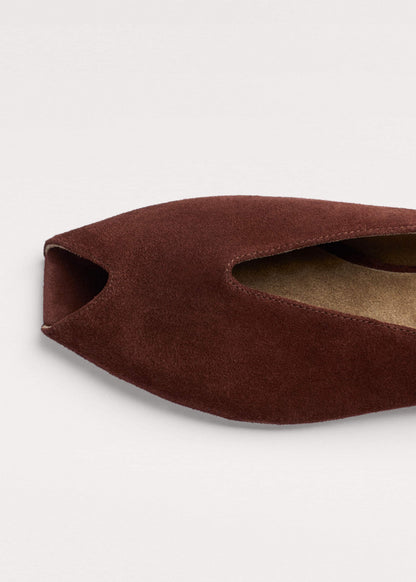 Cinnamon Brown Peep Toe Flat