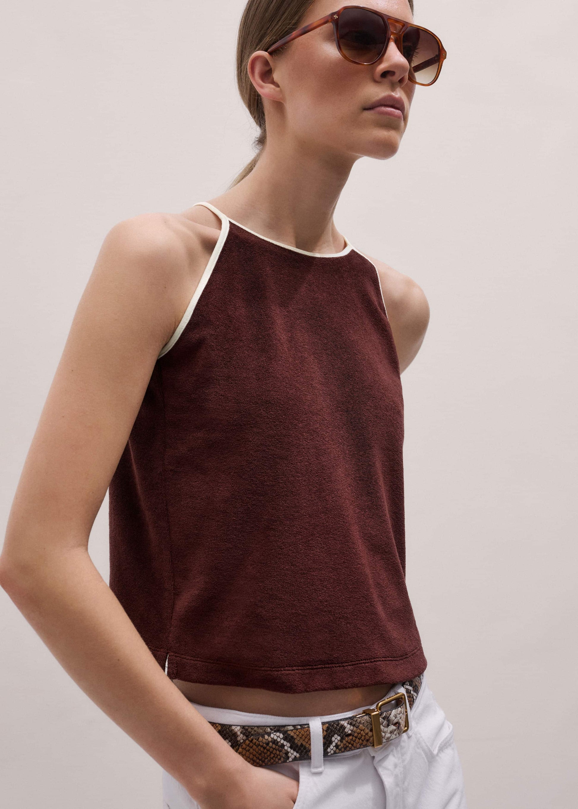 Cinnamon Brown Halterneck Top
