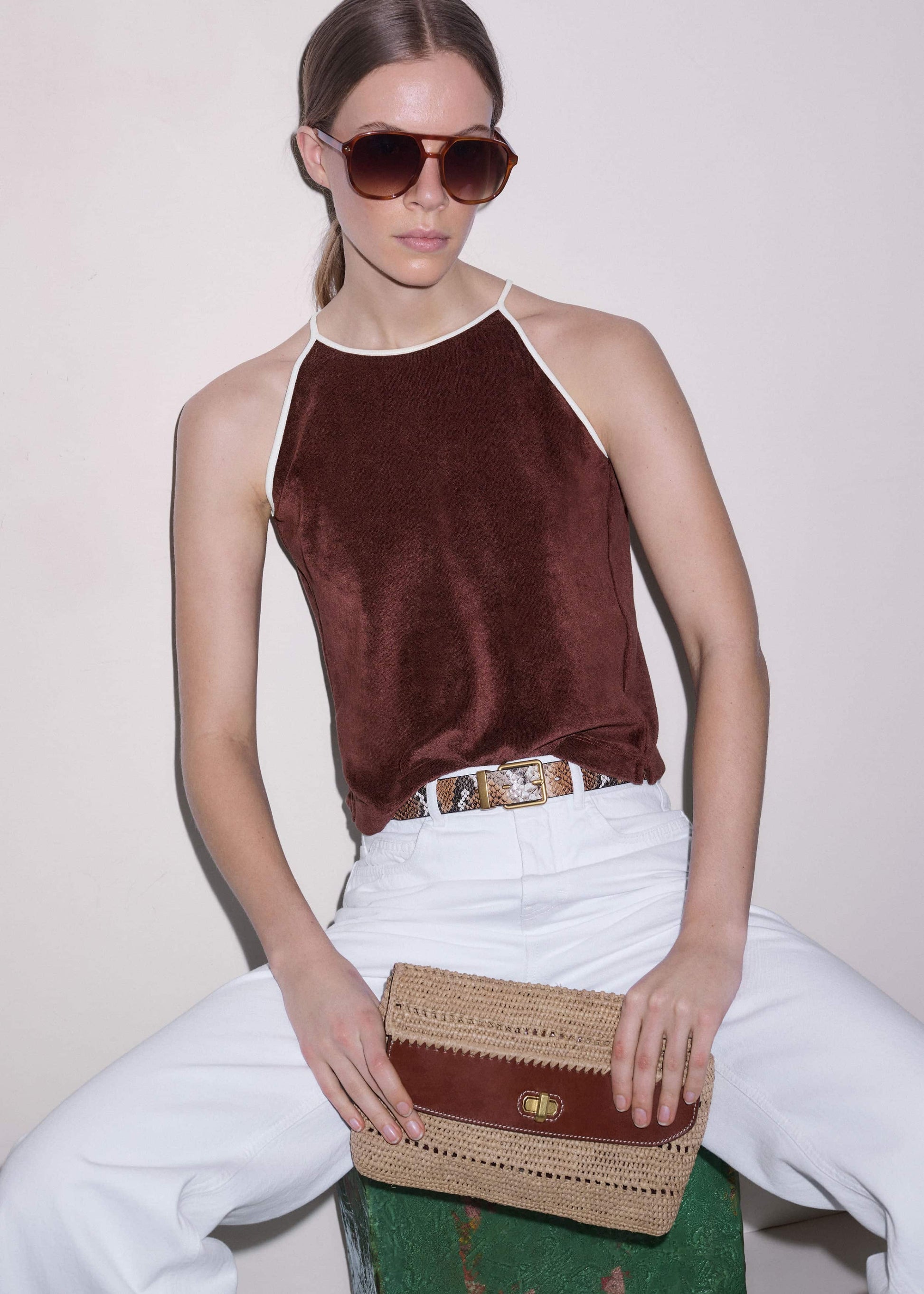 Cinnamon Brown Halterneck Top