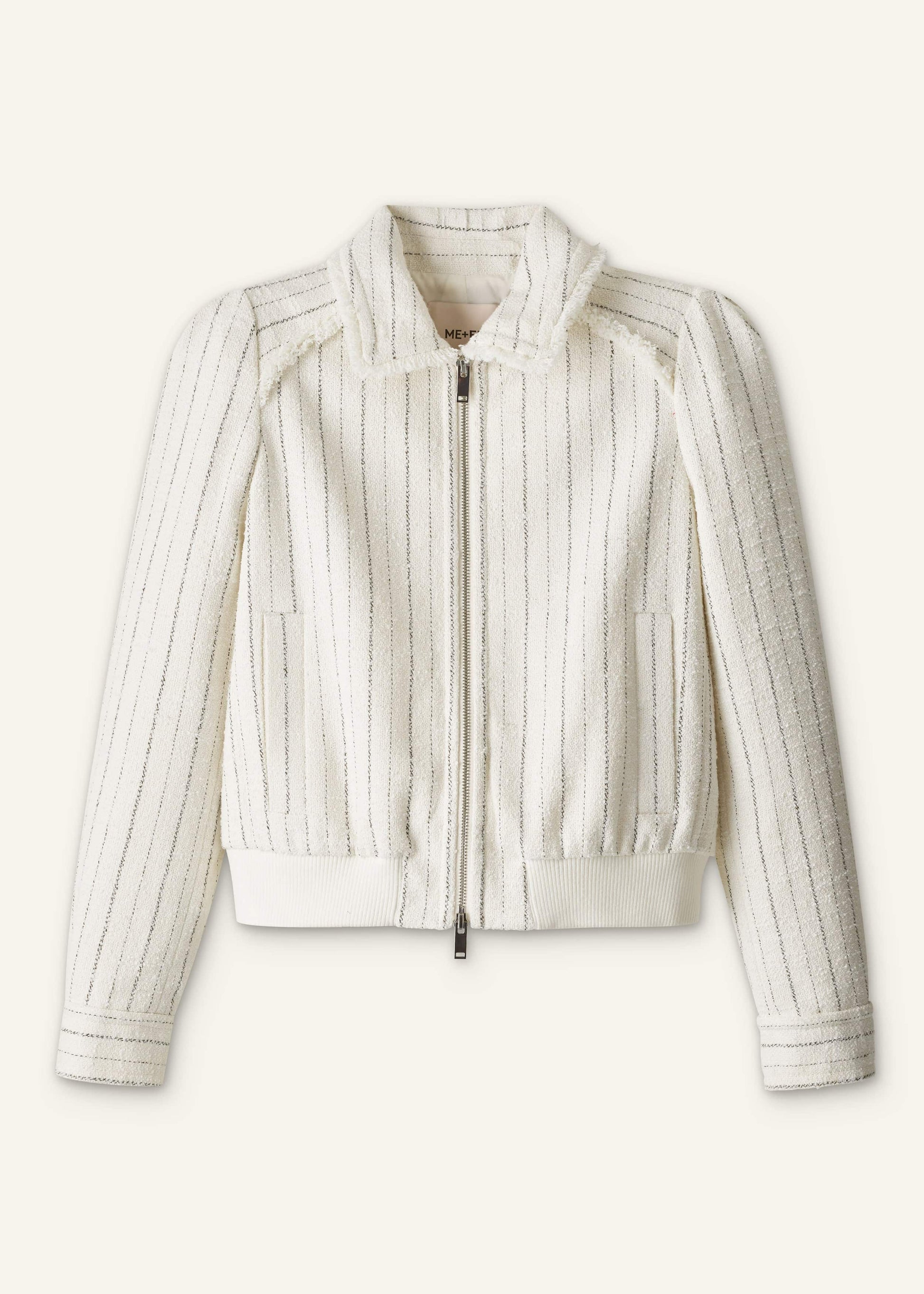 Ivory Stripe Bomber Jacket