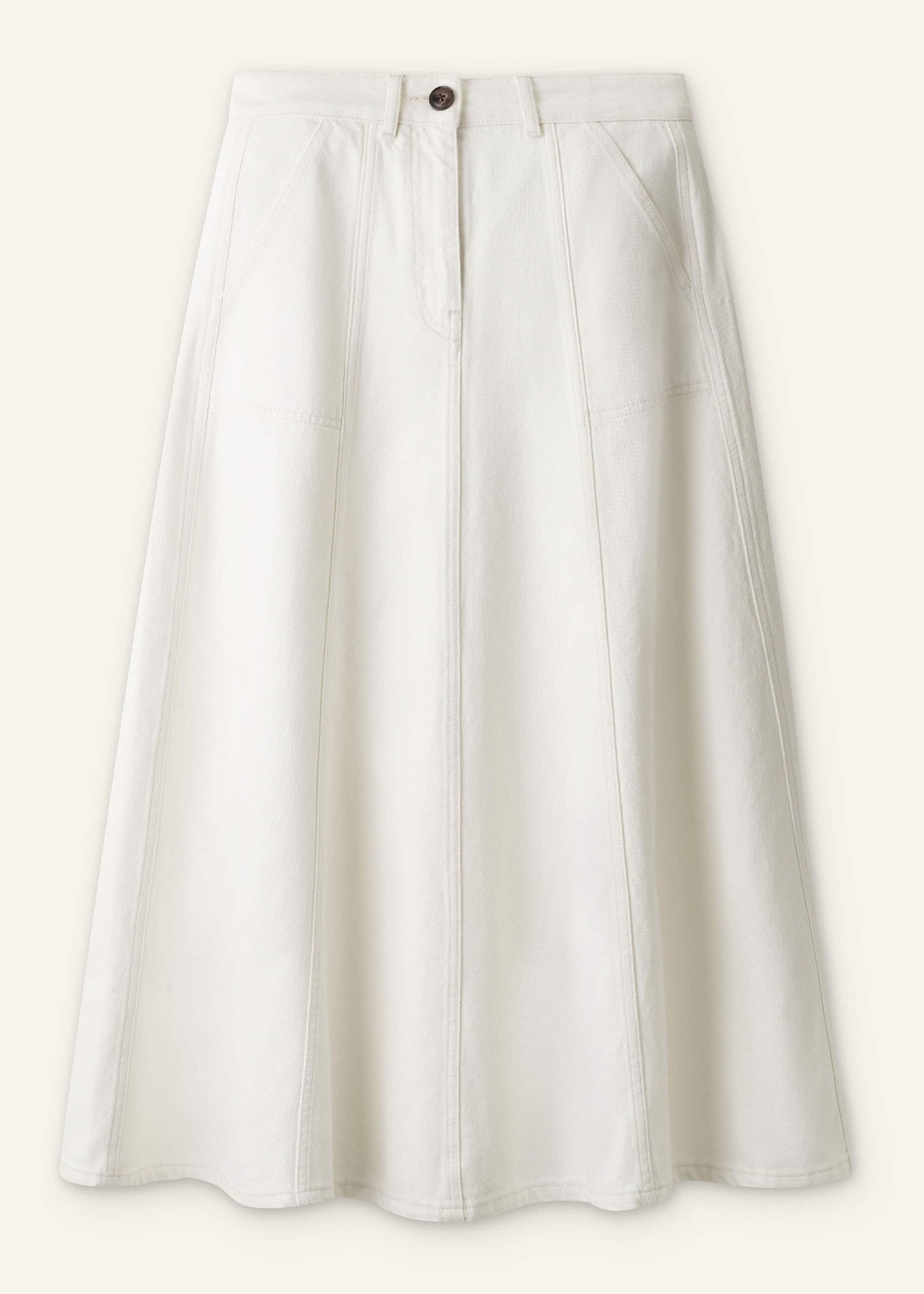 White Panelled A-Line Maxi Skirt