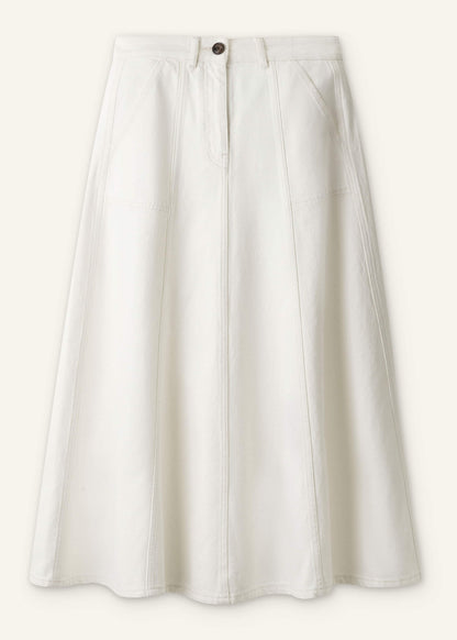 White Panelled A-Line Maxi Skirt