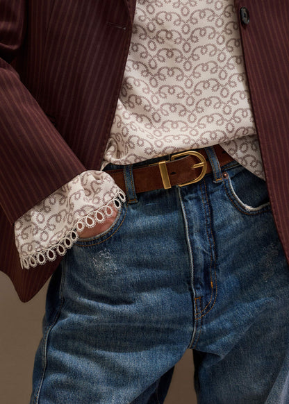 Chestnut Round Buckle Reversible Belt