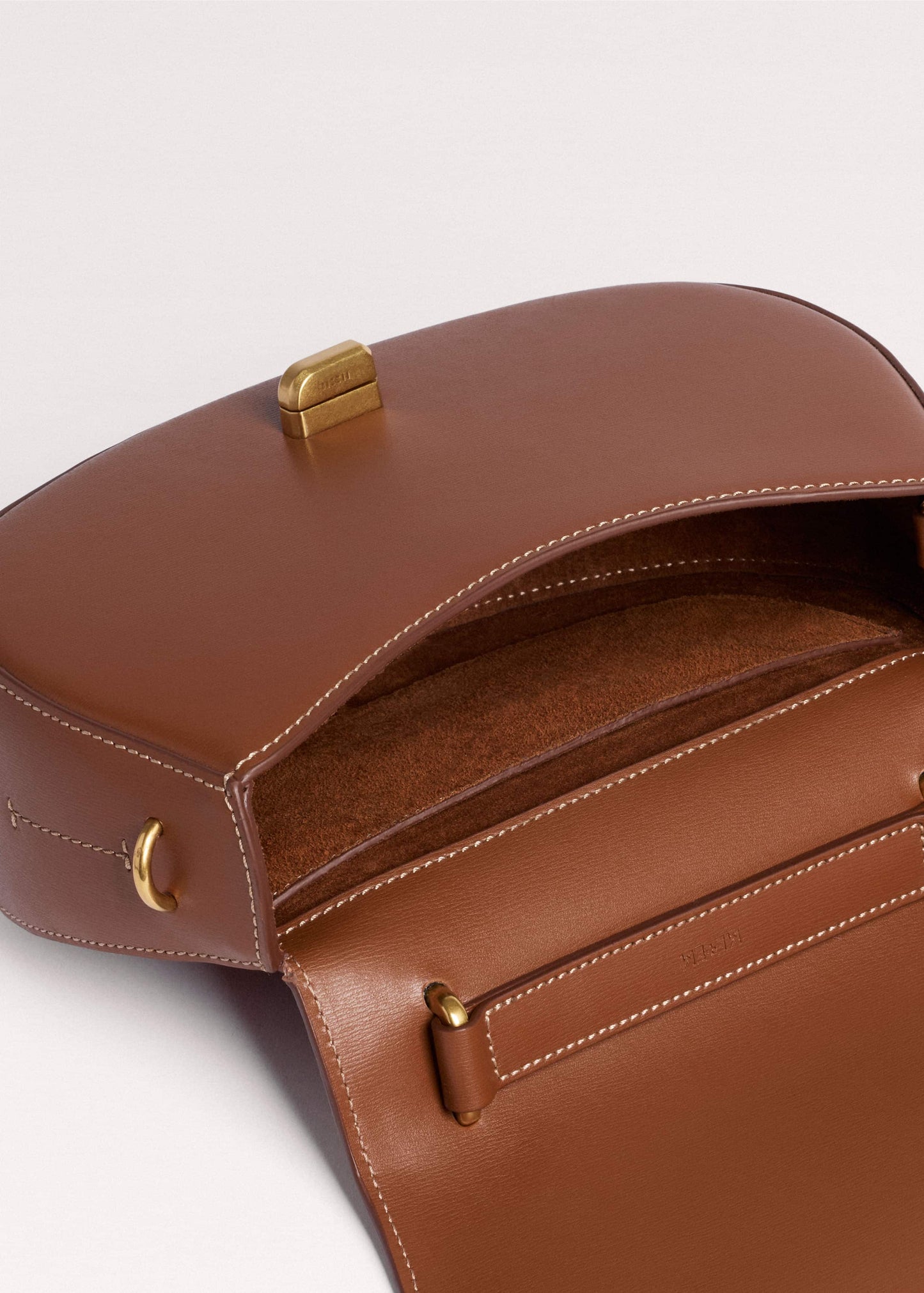Dark Tan Resin Top Handle Structured Saddle Bag
