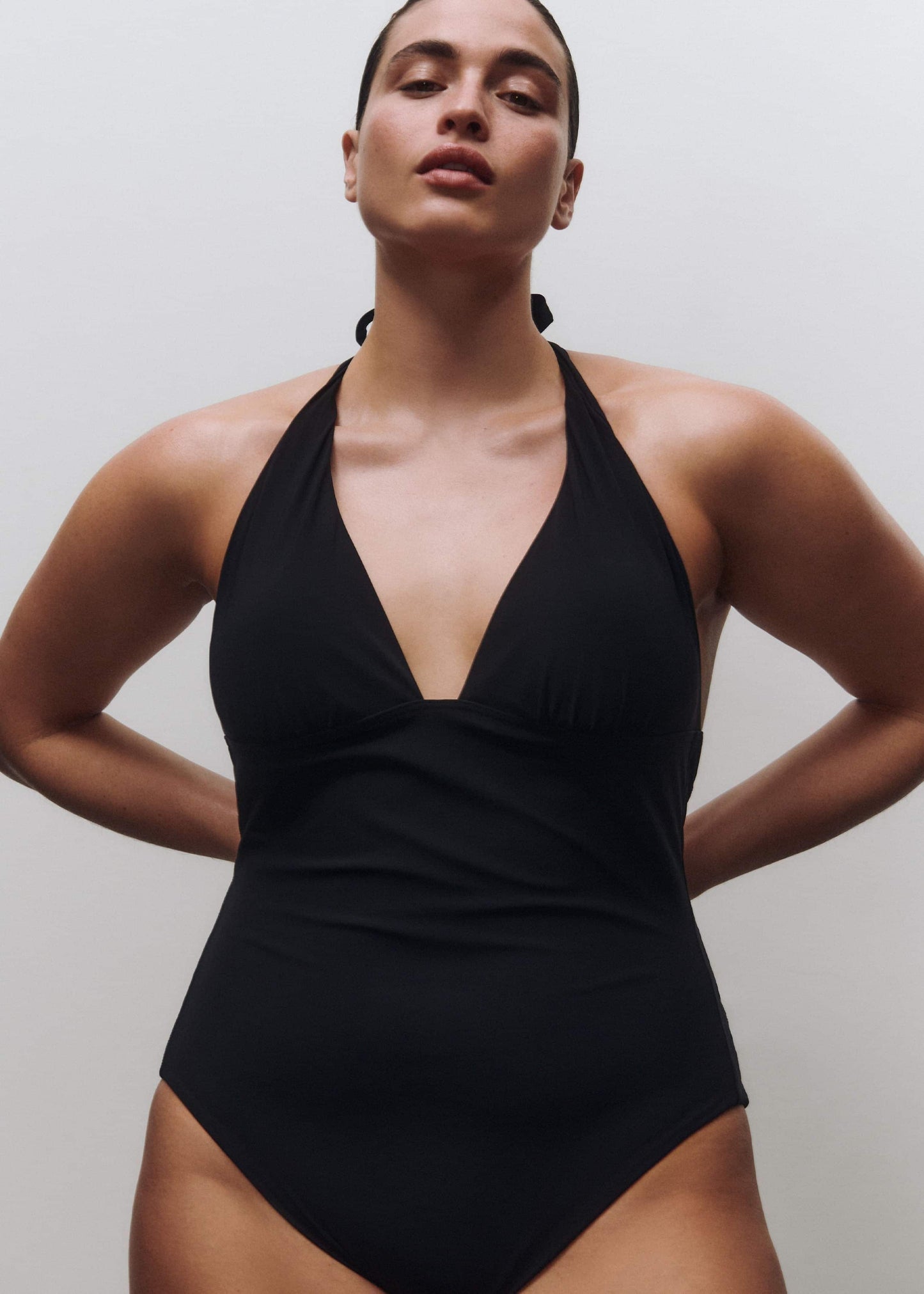 Black Adjustable Halterneck Swimsuit