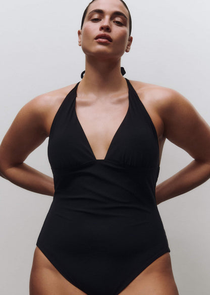 Black Adjustable Halterneck Swimsuit
