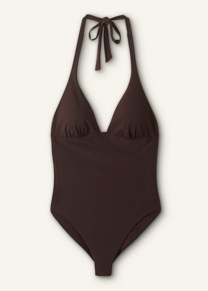 Brown Adjustable Halterneck Swimsuit