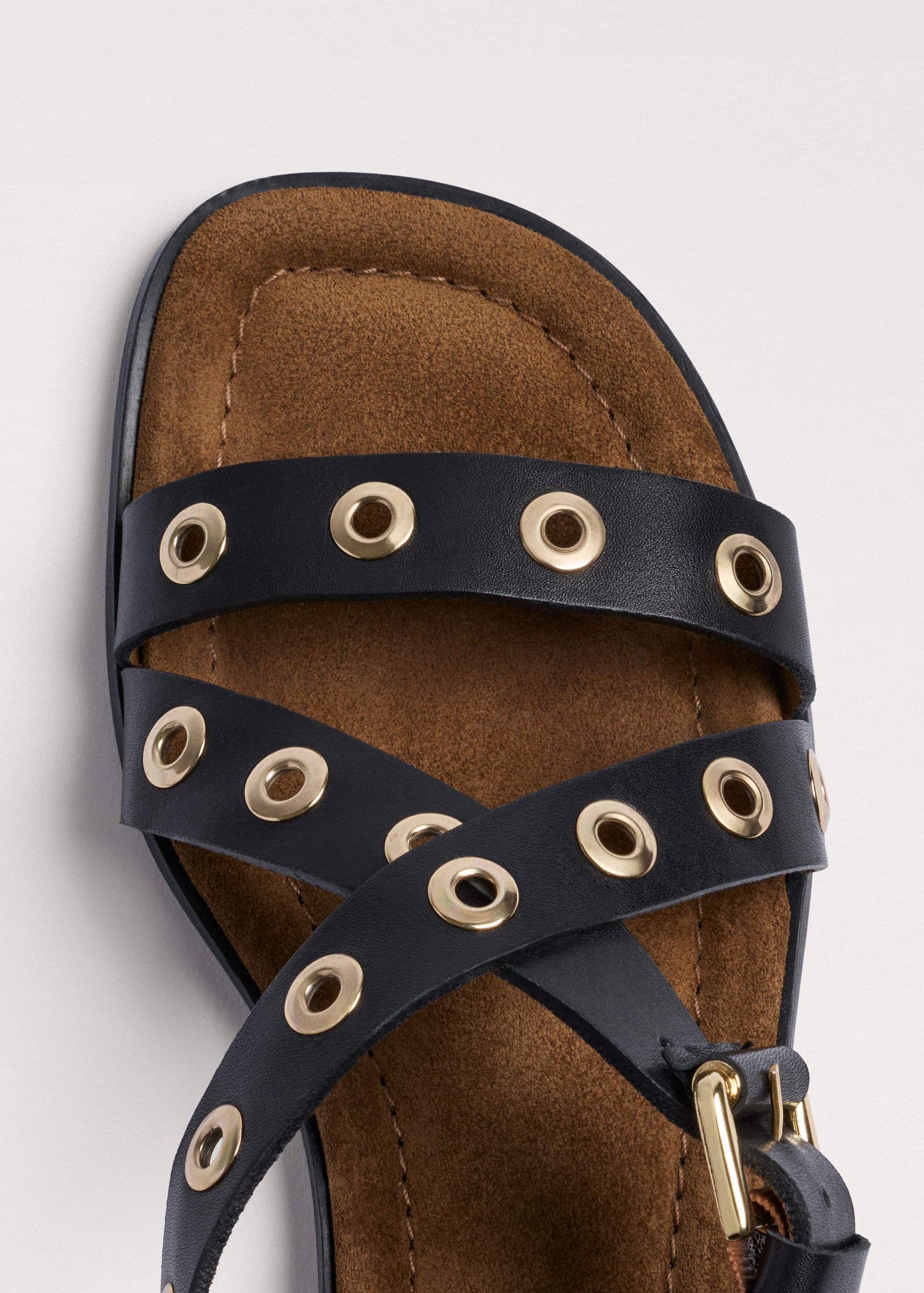 Black Eyelet Stud Sandal