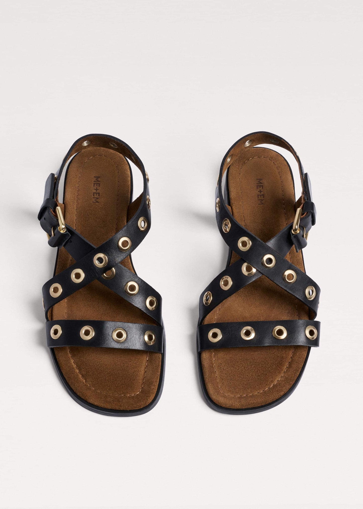 Black Eyelet Stud Sandal