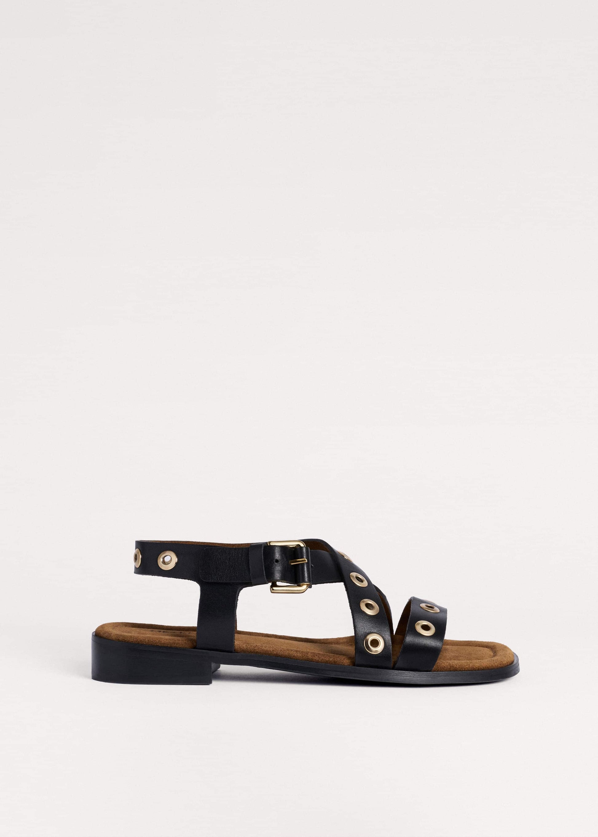 Black Eyelet Stud Sandal
