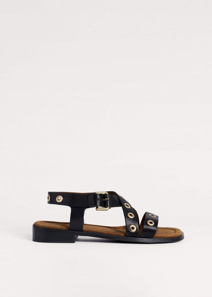 Black Eyelet Stud Sandal