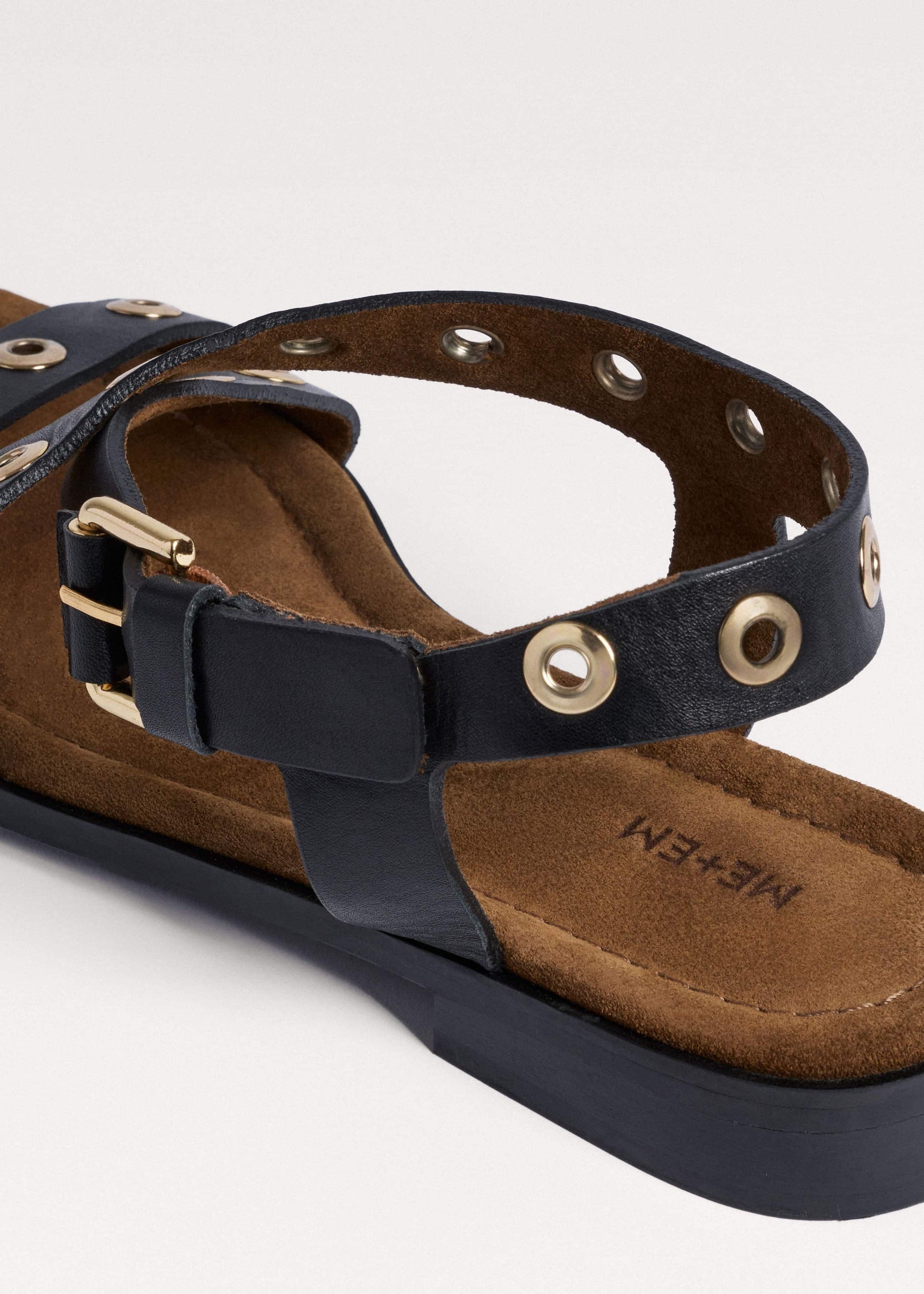 Black Eyelet Stud Sandal