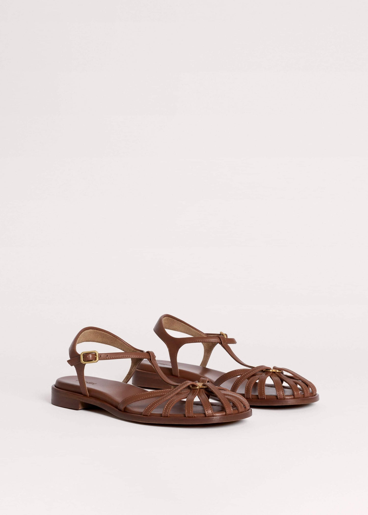 Brown Caged T-Bar Sandal