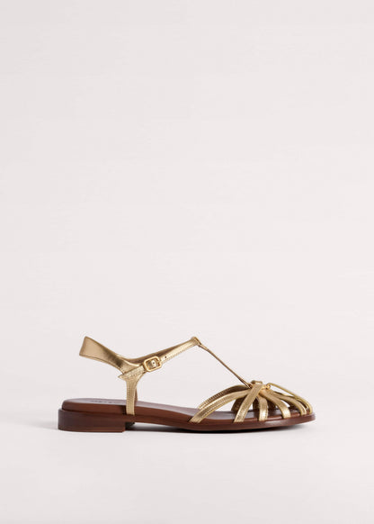 Gold Caged T-Bar Sandal