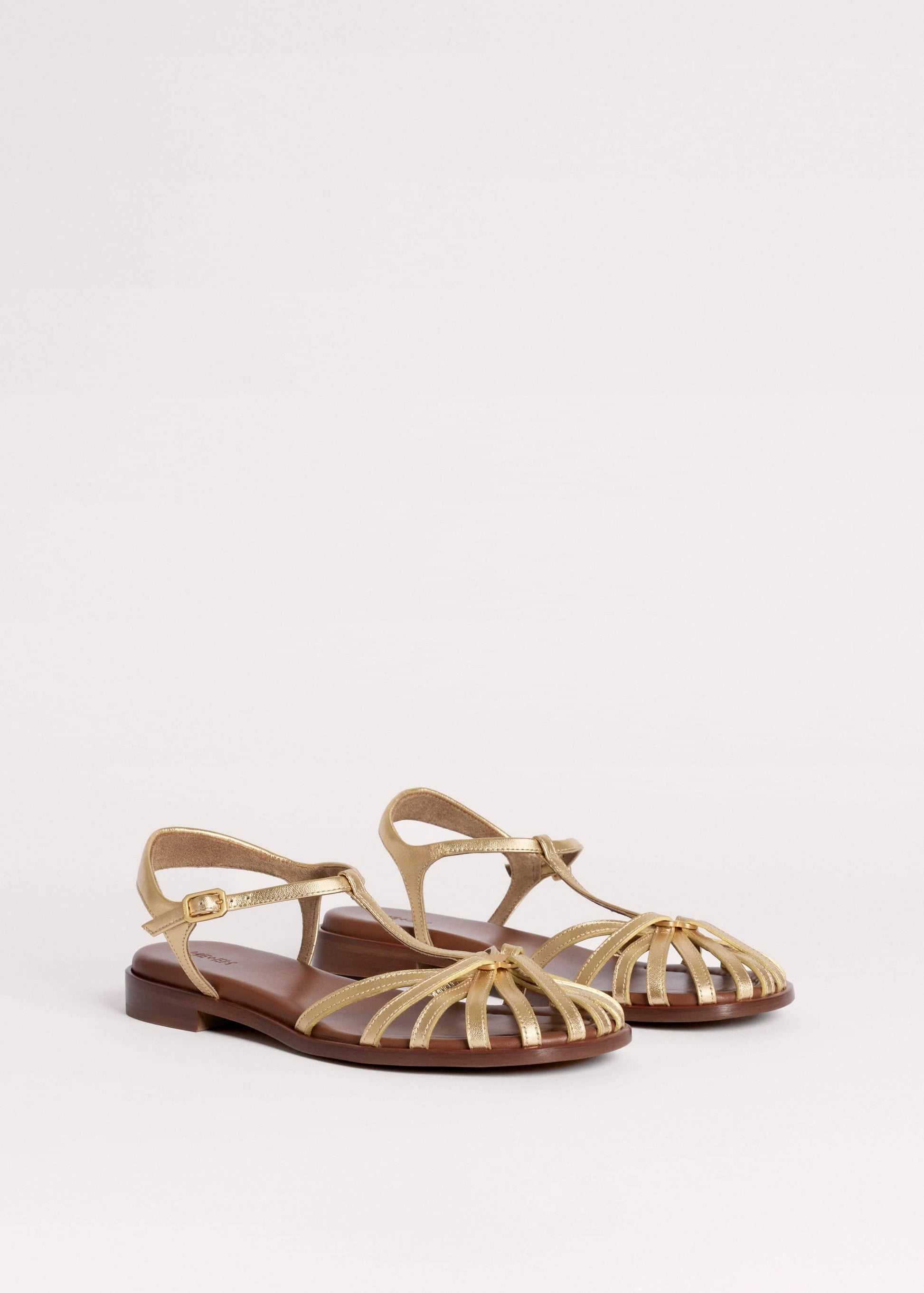 Gold Caged T-Bar Sandal