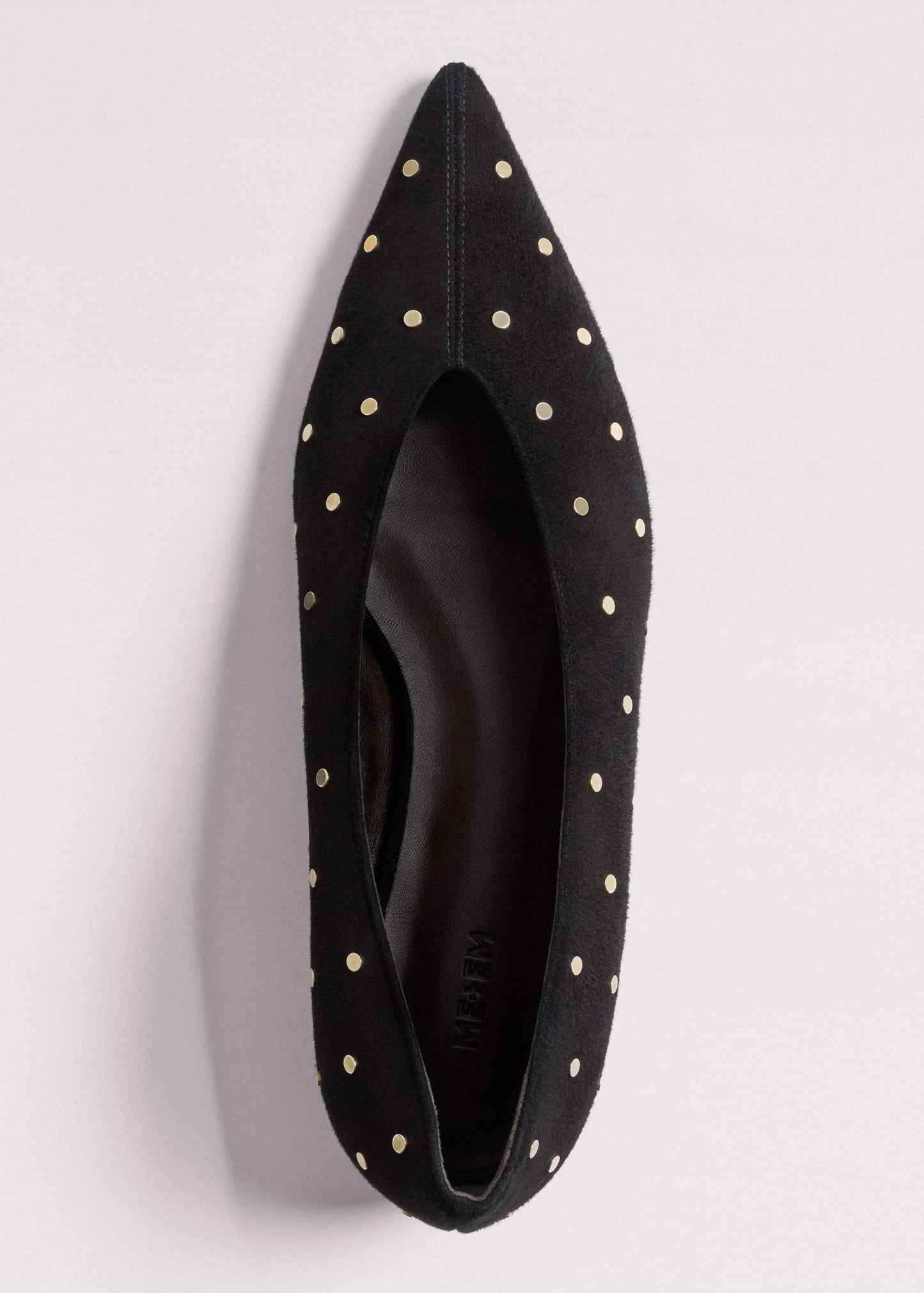 Black Suede Stud Point Flat
