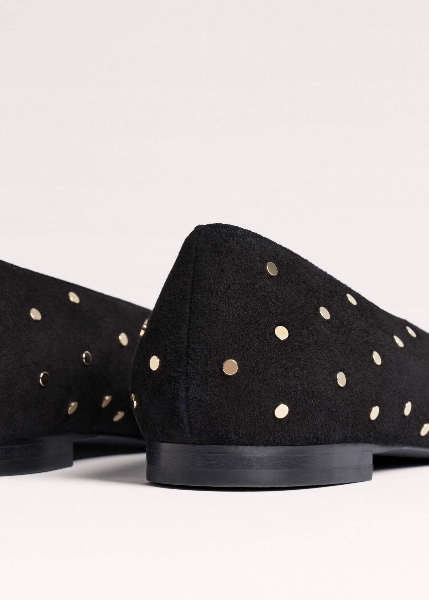 Black Suede Stud Point Flat