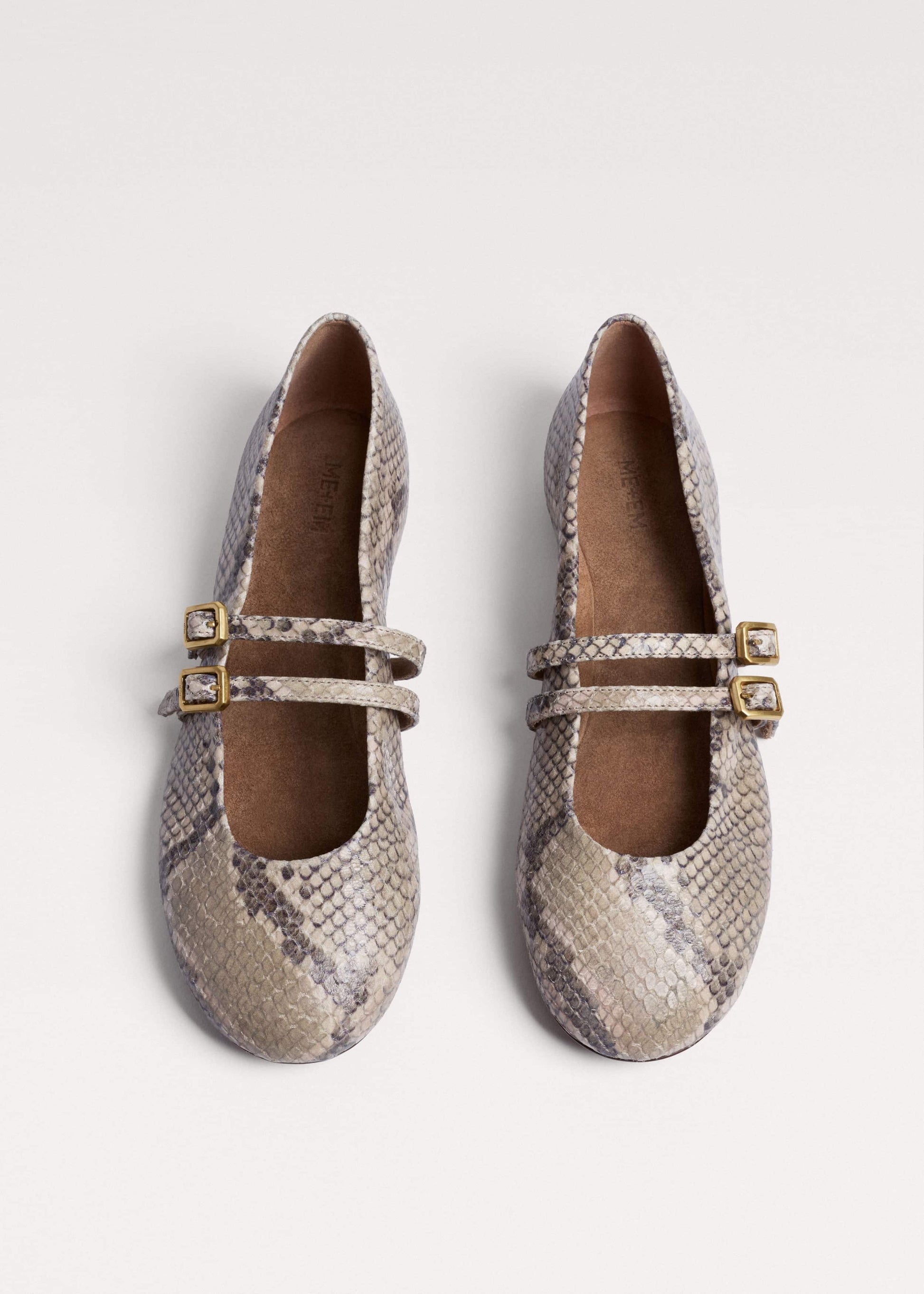 Gray Snake Print Ballet Flat