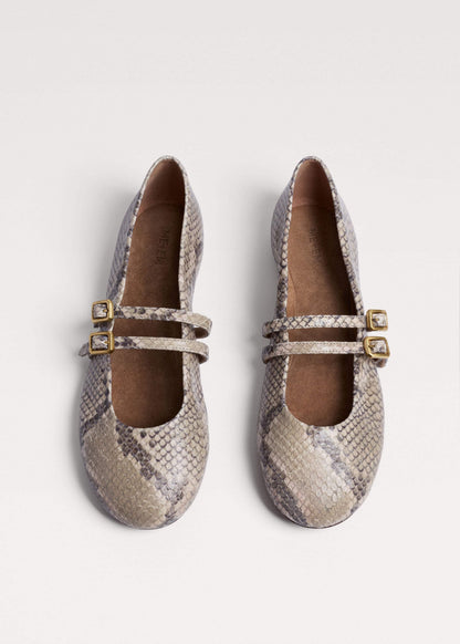 Gray Snake Print Ballet Flat