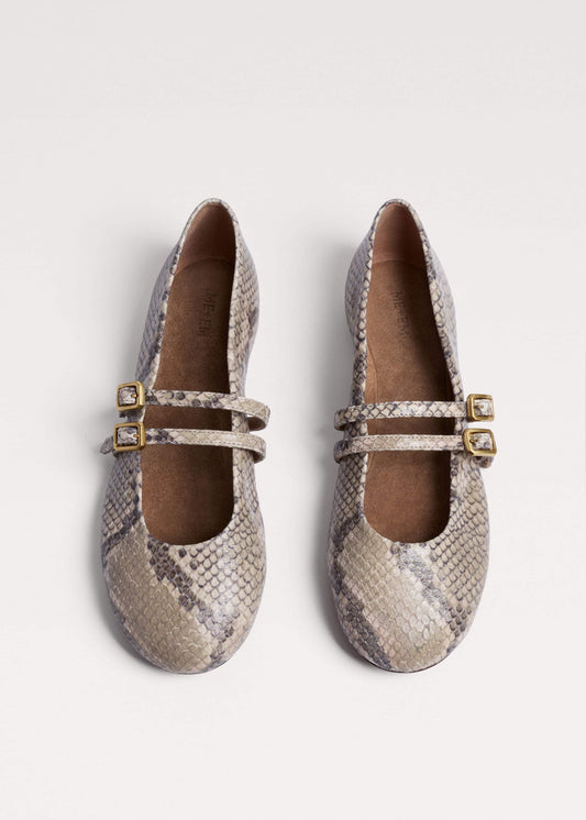 Gray Snake Print Ballet Flat