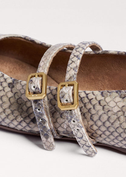 Gray Snake Print Ballet Flat