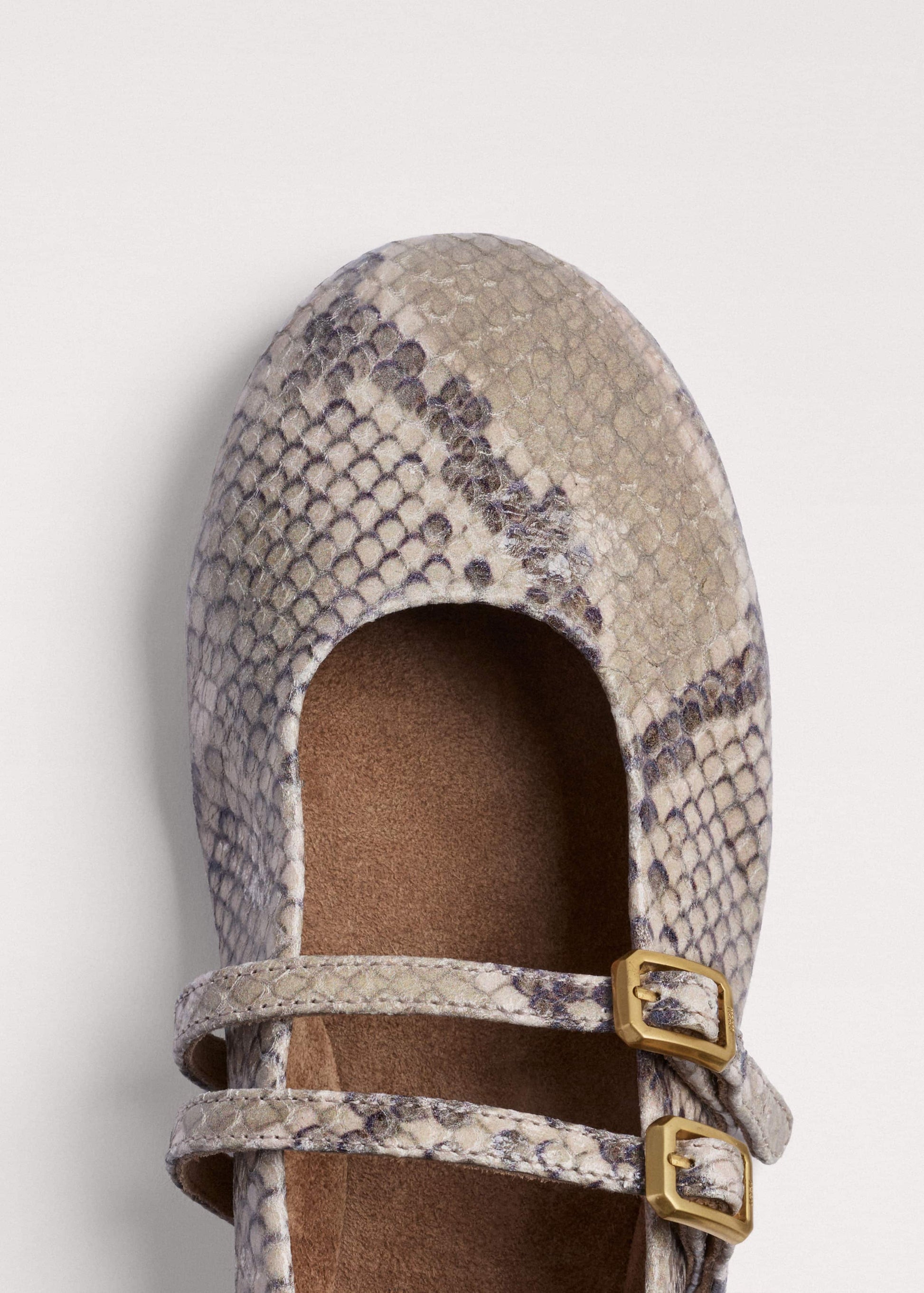 Gray Snake Print Ballet Flat