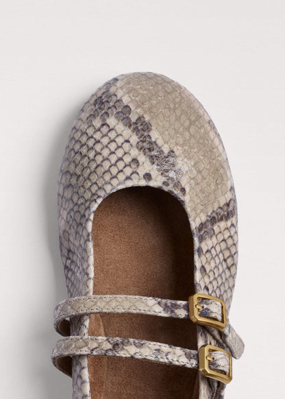 Gray Snake Print Ballet Flat