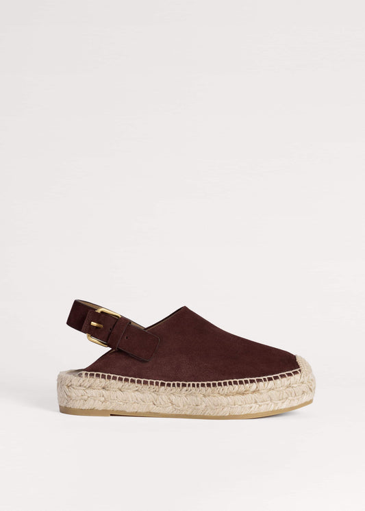 Dark Cinnamon Suede Slingback Espadrille