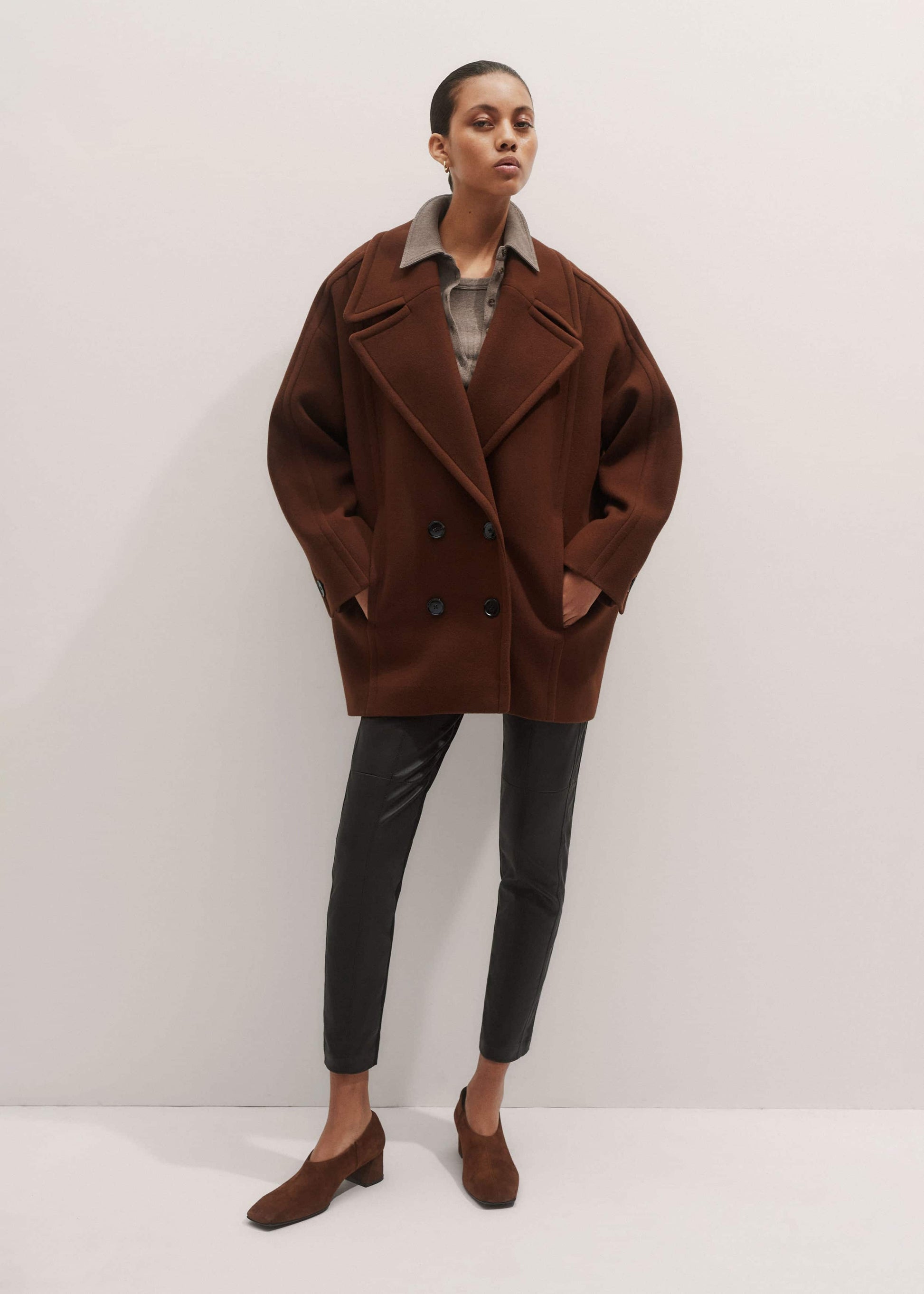 Brown High Front Block Heel