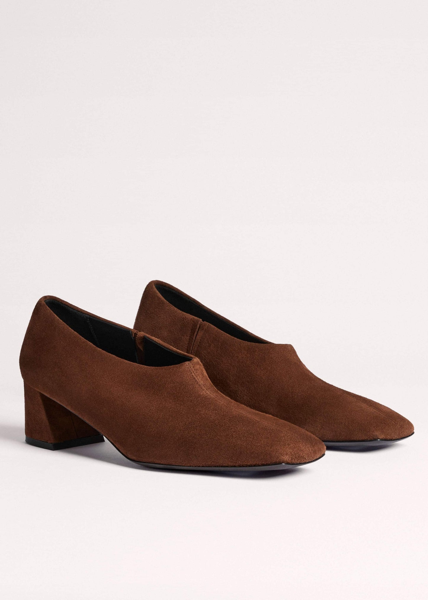 Brown High Front Block Heel
