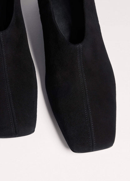 Black High Front Block Heel