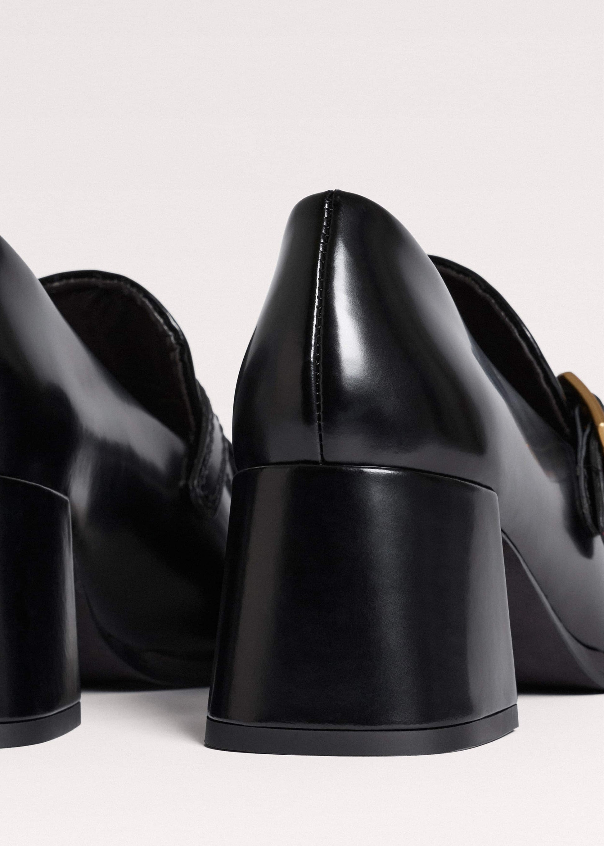 Black Fringe Block Heel Loafer