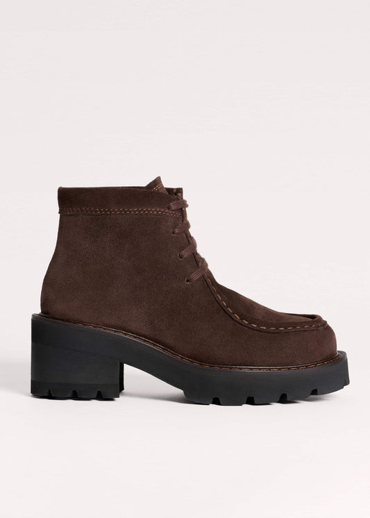 Brown Chunky Lace Up Ankle Boot