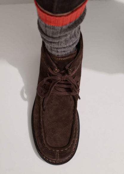 Brown Chunky Lace Up Ankle Boot